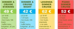 Vergleich der Abendessen Bootsfahrten